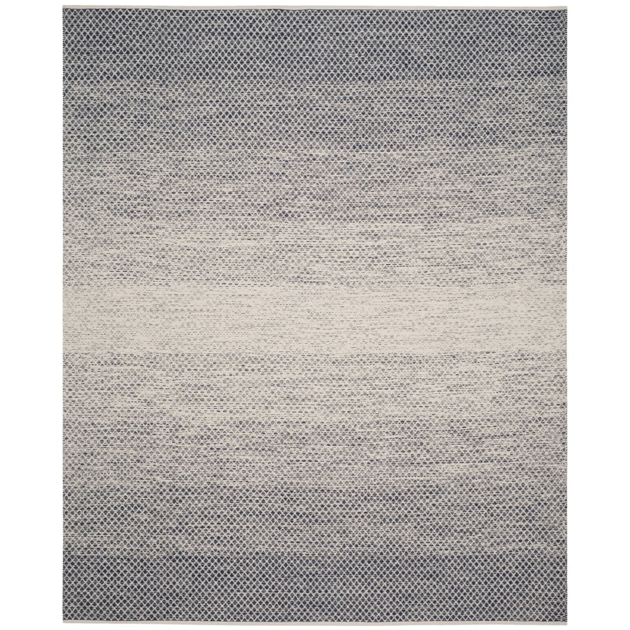 Navy and Ivory Cotton Flat Woven Handmade Rug - 10' x 14'