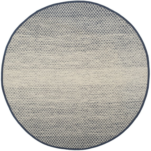 SAFAVIEH Montauk Vaughn Geometric Cotton Area Rug, Navy/Ivory, 4' x 4' Round