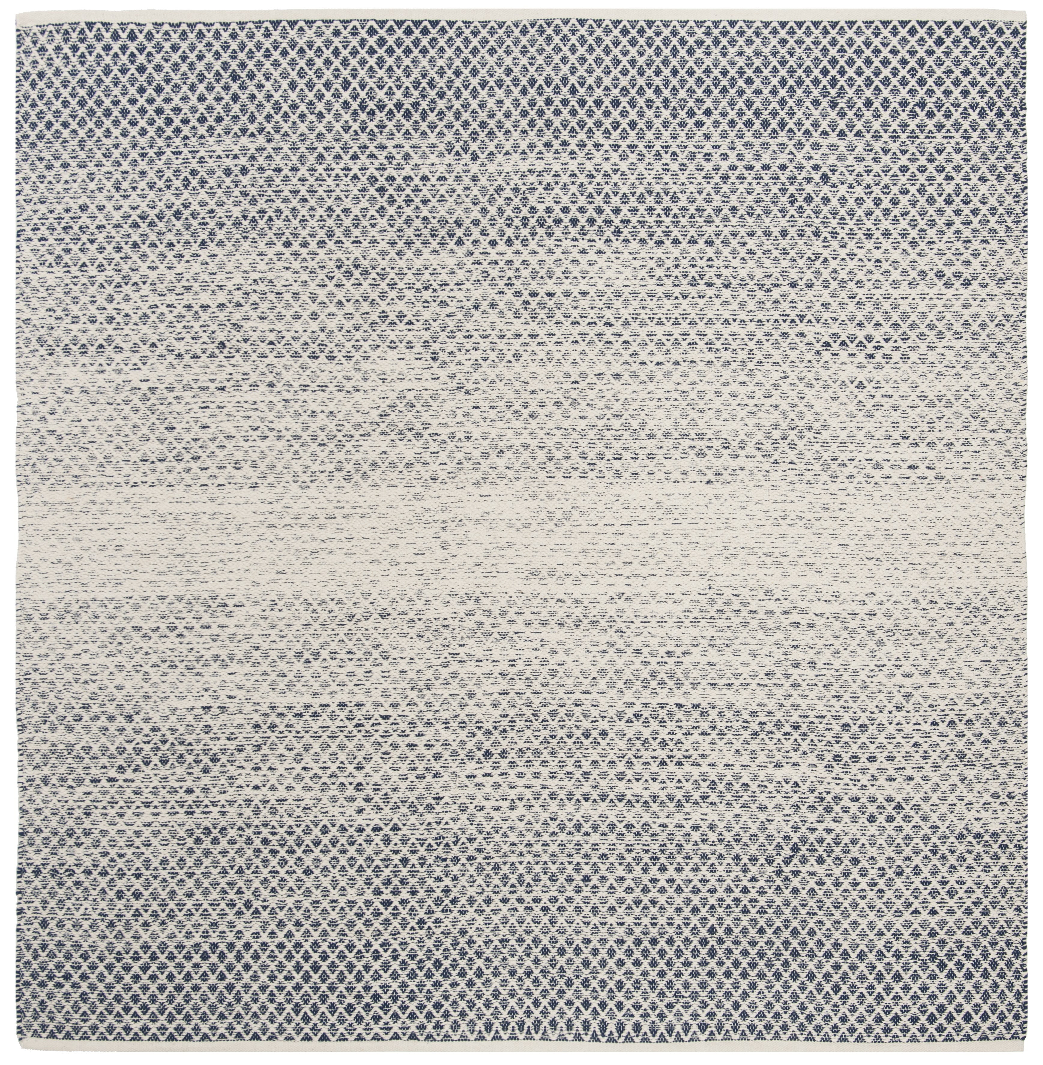 SAFAVIEH Montauk Vaughn Geometric Cotton Area Rug, Navy/Ivory, 4' x 4' Square