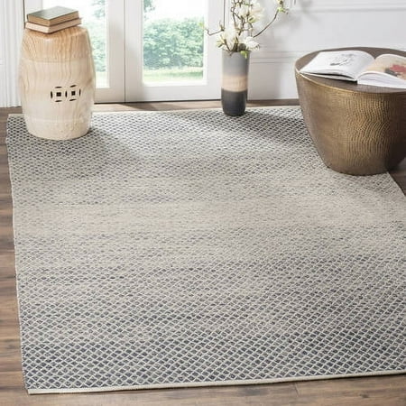 SAFAVIEH Montauk Vaughn Geometric Cotton Area Rug, Navy/Ivory, 4' x 6'