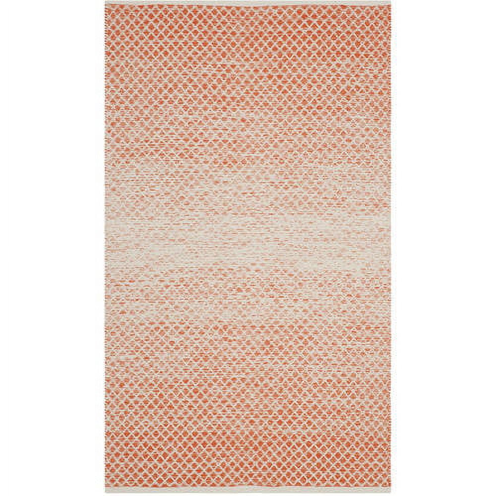 Ivory and Orange Handwoven Cotton Area Rug, 5' x 8'