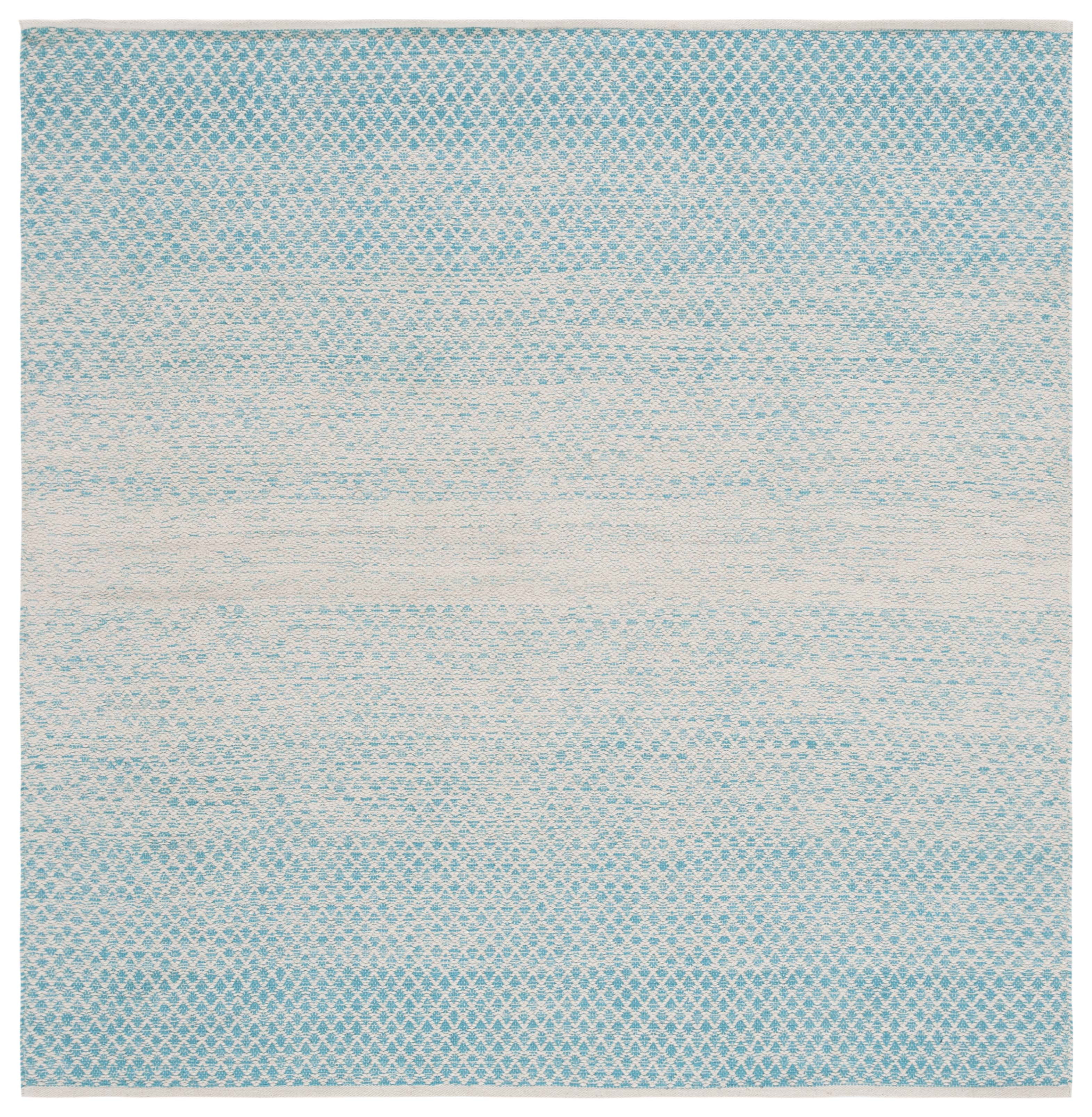 SAFAVIEH Montauk Vaughn Geometric Cotton Area Rug, Turquoise/Ivory, 4' x 4' Square
