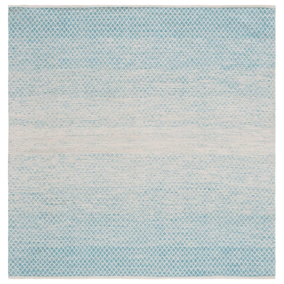 SAFAVIEH Montauk Vaughn Geometric Cotton Area Rug, Turquoise/Ivory, 4' x 4' Square