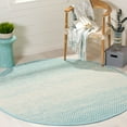 thumbnail image 1 of SAFAVIEH Montauk Vaughn Geometric Cotton Area Rug, Turquoise/Ivory, 6' x 6' Round, 1 of 6