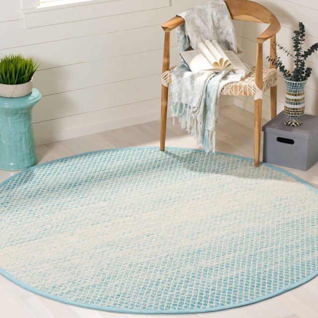 SAFAVIEH Montauk Vaughn Geometric Cotton Area Rug, Turquoise/Ivory, 6