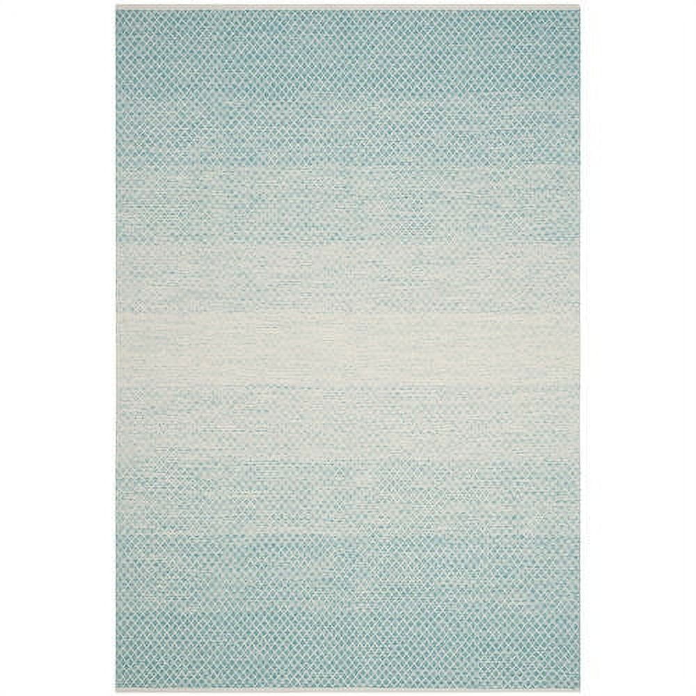 Handmade Turquoise/Ivory Geometric Wool-Blend 6' x 9' Area Rug