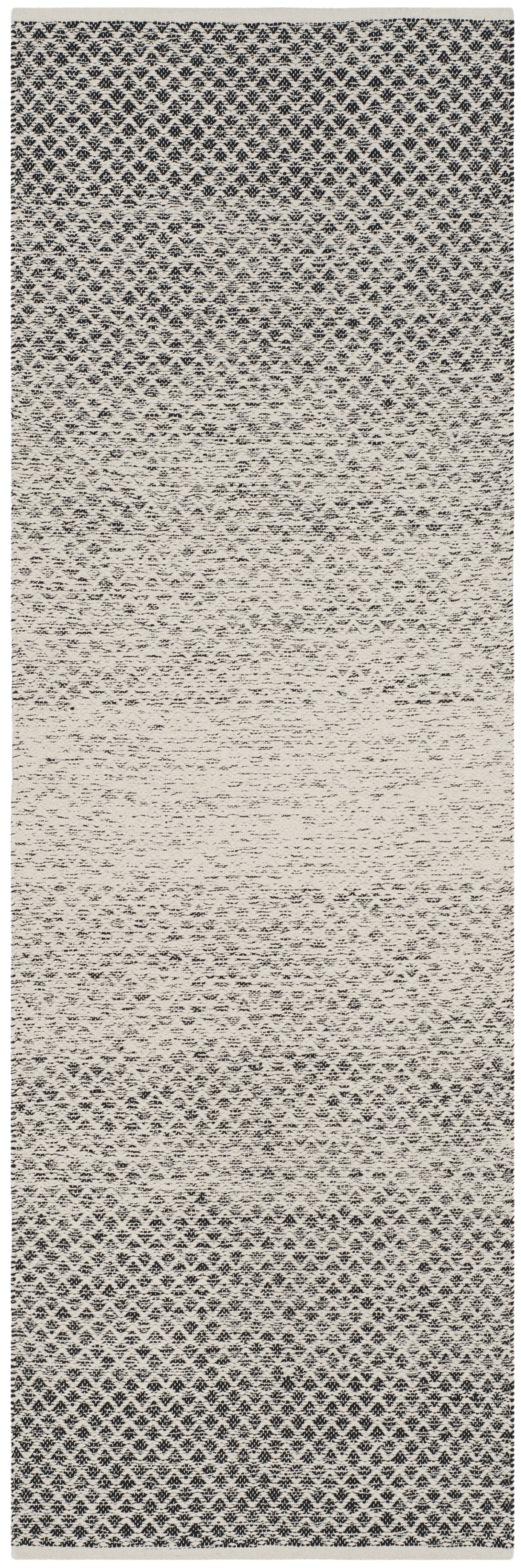 SAFAVIEH Montauk Vaughn Geometric Cotton Runner Rug, Black/Ivory, 2'3" x 13'
