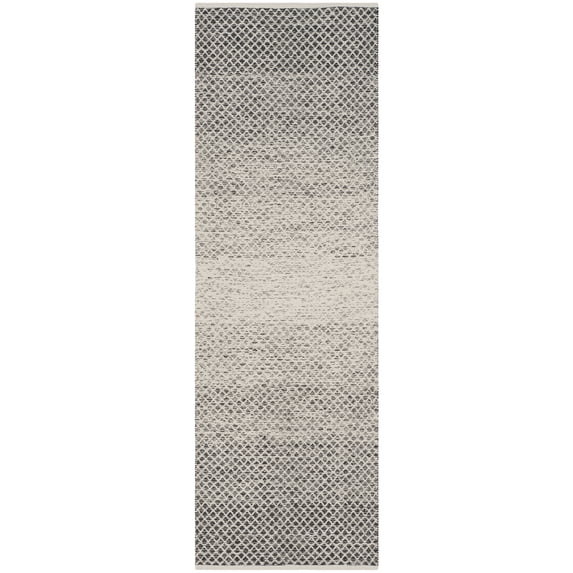 SAFAVIEH Montauk Vaughn Geometric Cotton Runner Rug, Black/Ivory, 2'3" x 15'