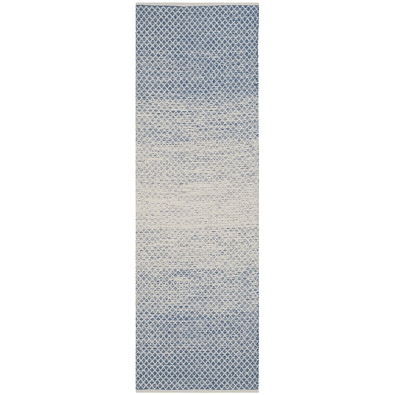 SAFAVIEH Montauk Vaughn Geometric Cotton Runner Rug, Blue/Ivory, 2'3" x 13'