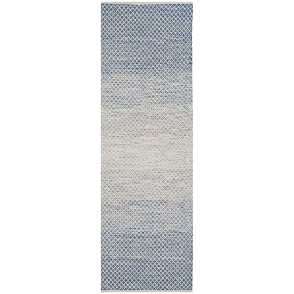 SAFAVIEH Montauk Vaughn Geometric Cotton Runner Rug, Blue/Ivory, 2'3" x 5'