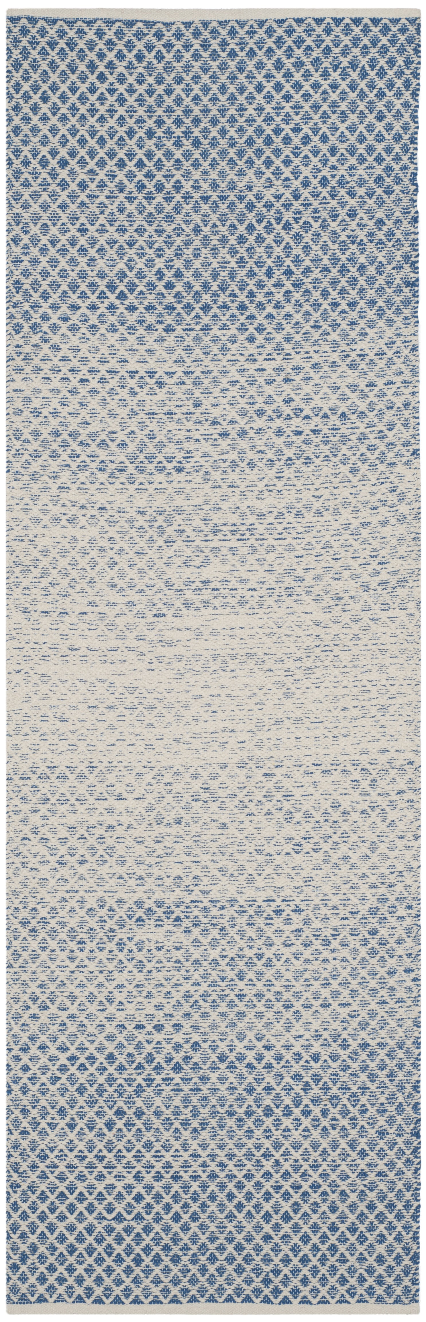 SAFAVIEH Montauk Vaughn Geometric Cotton Runner Rug, Blue/Ivory, 2'3" x 9'