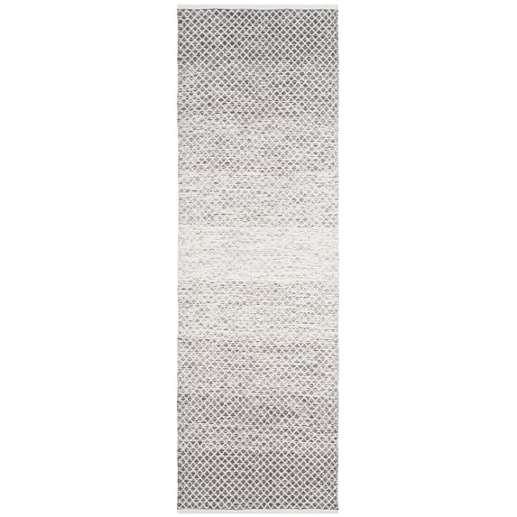 SAFAVIEH Montauk Vaughn Geometric Cotton Runner Rug, Light Grey/Ivory, 2'3" x 12'