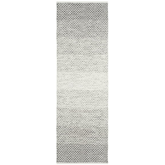SAFAVIEH Montauk Vaughn Geometric Cotton Runner Rug, Light Grey/Ivory, 2'3" x 9'