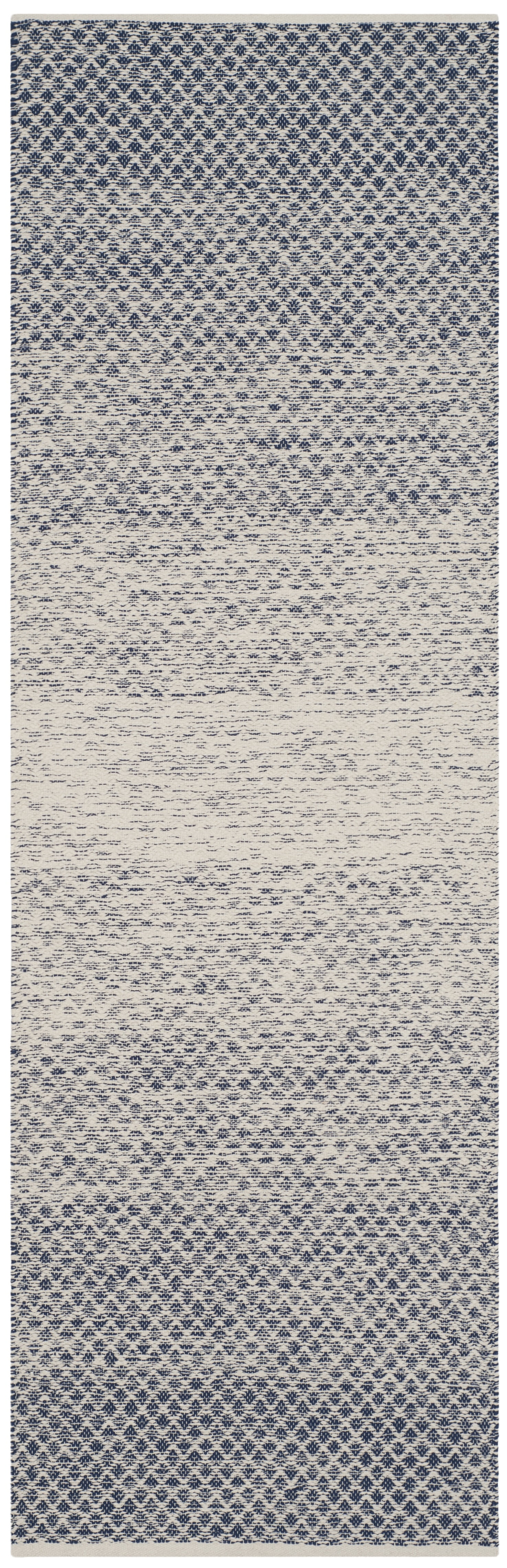SAFAVIEH Montauk Vaughn Geometric Cotton Runner Rug, Navy/Ivory, 2'3" x 12'