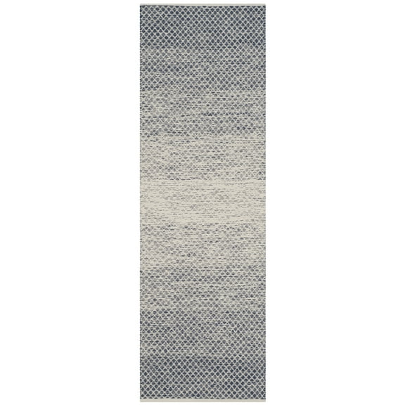 SAFAVIEH Montauk Vaughn Geometric Cotton Runner Rug, Navy/Ivory, 2'3" x 5'