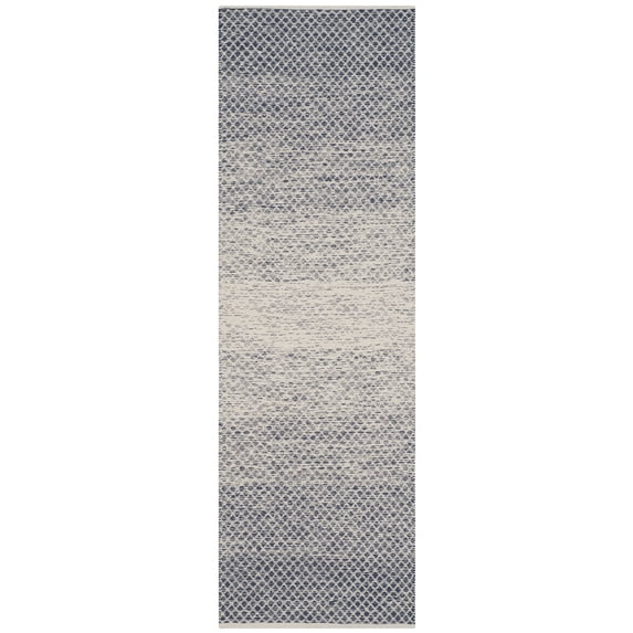 SAFAVIEH Montauk Vaughn Geometric Cotton Runner Rug, Navy/Ivory, 2'3" x 9'