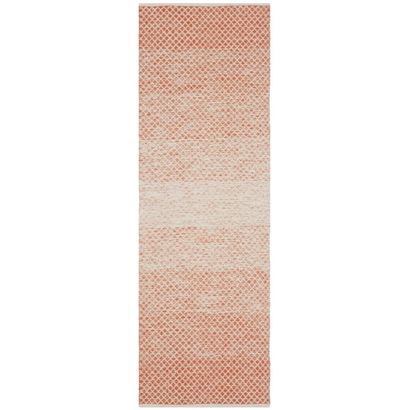 SAFAVIEH Montauk Vaughn Geometric Cotton Runner Rug, Orange/Ivory, 2'3" x 7'