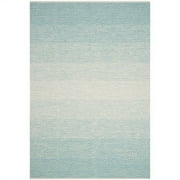 SAFAVIEH Montauk Vaughn Geometric Cotton Runner Rug, Turquoise/Ivory, 2'3" x 9'