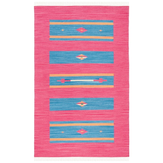 SAFAVIEH Montauk Westley Southwestern Cotton Area Rug, Red/Blue, 3' x 5'