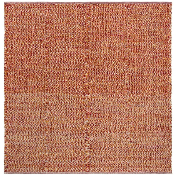 SAFAVIEH Montauk Zelma Geometric Cotton Area Rug, Orange/Multi, 6' x 6' Square