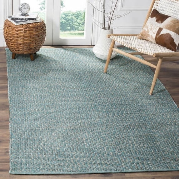 SAFAVIEH Montauk Zelma Braided Cotton Area Rug, Turquoise/Multi, 6' x 9'