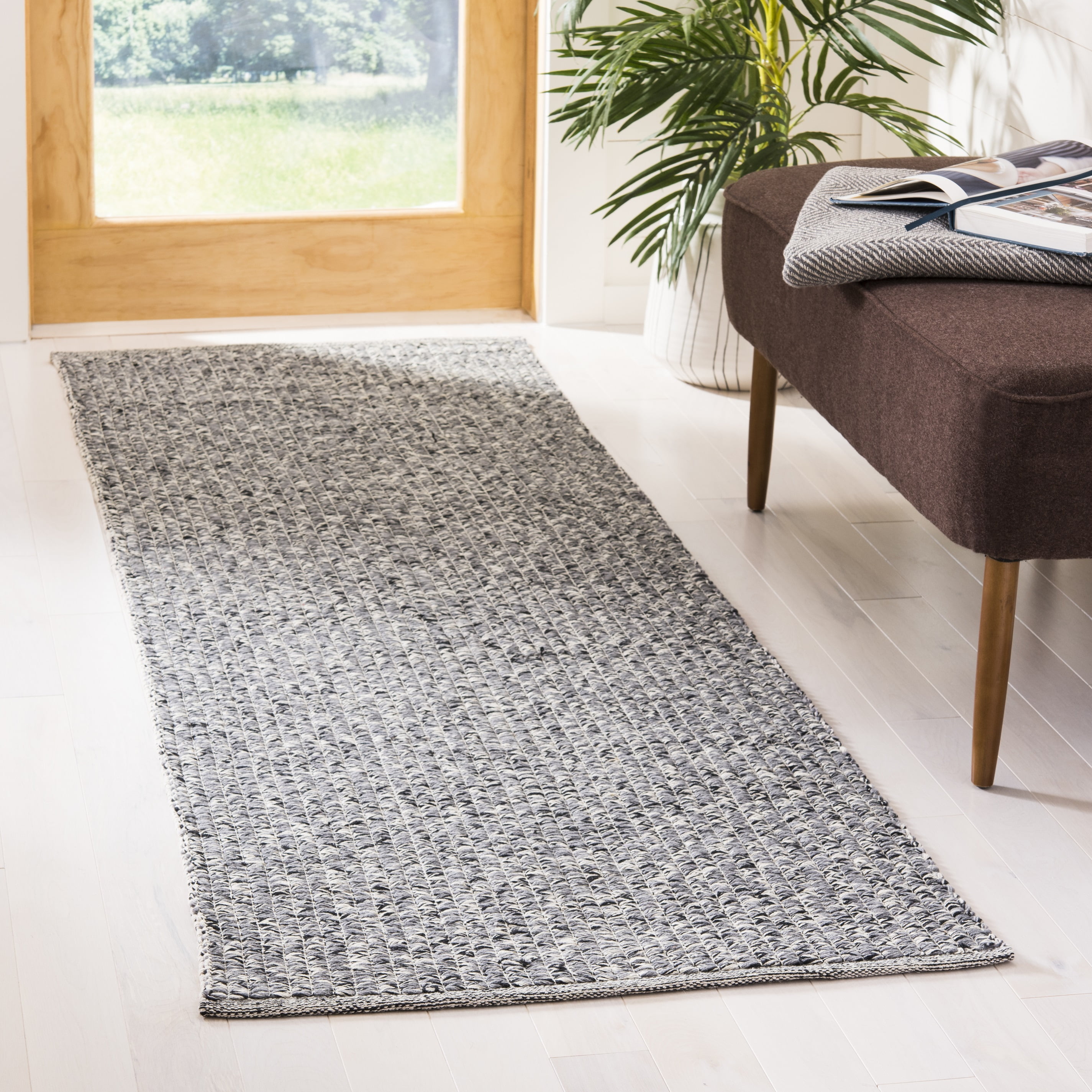 Coastal Charm Handwoven Cotton Runner Rug - 2'3" x 7', Gray Geometric