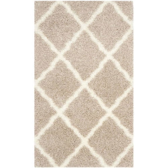 SAFAVIEH Montreal Cebrail Geometric Diamonds Shag Area Rug, Beige/Ivory, 3' x 5'