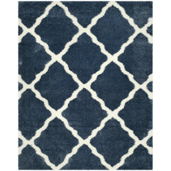 SAFAVIEH Montreal Cebrail Geometric Diamonds Shag Area Rug, Blue/Ivory, 3' x 5'