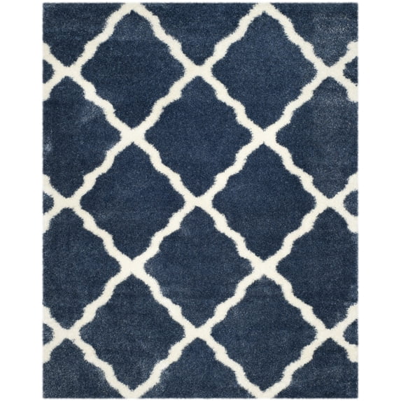 SAFAVIEH Montreal Cebrail Geometric Diamonds Shag Area Rug, Blue/Ivory, 8'6" x 12'