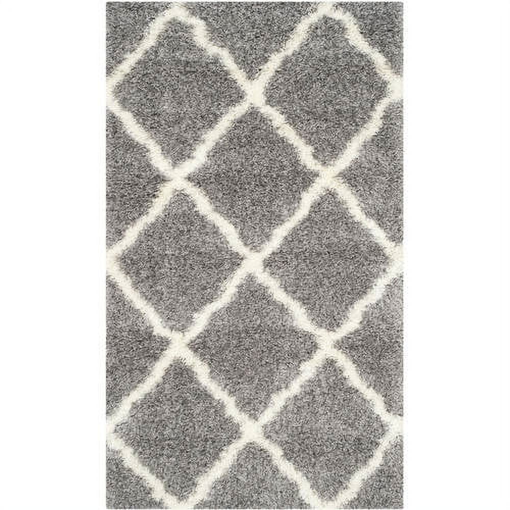 Ivory Rectangular Shag Area Rug 36" Synthetic Plush Pile