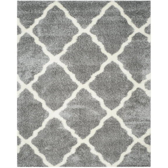 SAFAVIEH Montreal Cebrail Geometric Diamonds Shag Area Rug, Grey/Ivory, 6'7" x 9'6"