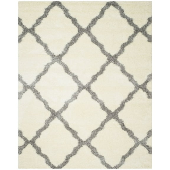 SAFAVIEH Montreal Cebrail Geometric Diamonds Shag Area Rug, Ivory/Grey, 4' x 4' Square