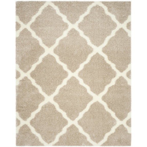 SAFAVIEH Montreal Cebrail Geometric Diamonds Shag Runner Rug, Beige/Ivory, 2'3" x 7'