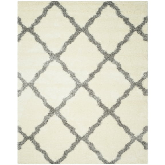 SAFAVIEH Montreal Cebrail Geometric Diamonds Shag Runner Rug, Ivory/Grey, 2'3" x 7'