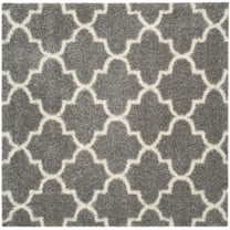 SAFAVIEH Montreal Lennart Geometric Quatrefoils Shag Area Rug, Grey/Ivory, 6'7" Square