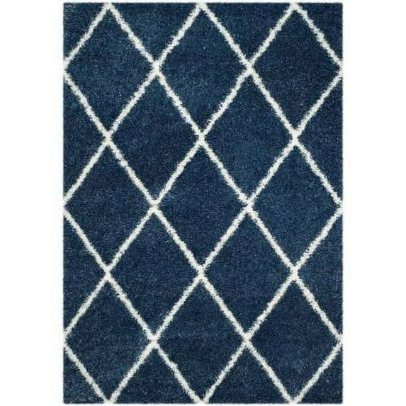 SAFAVIEH Montreal Vesela Geometric Diamonds Shag Area Rug, Blue/Ivory, 3' x 5'