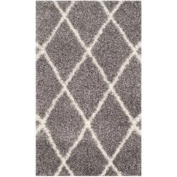 SAFAVIEH Montreal Vesela Geometric Diamonds Shag Area Rug, Grey/Ivory, 4' x 6'