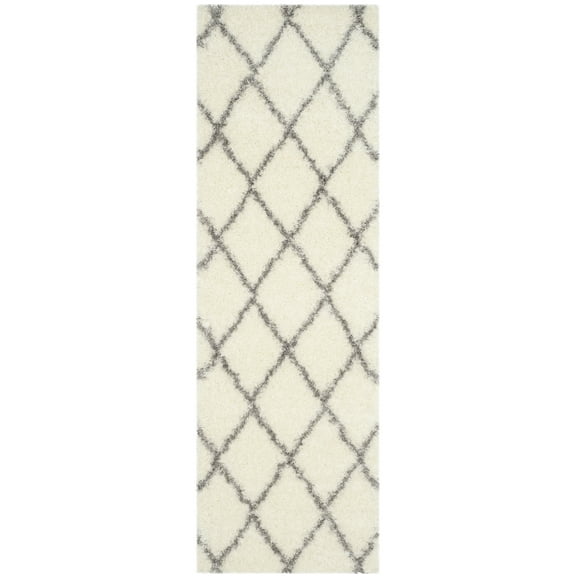 SAFAVIEH Montreal Vesela Geometric Diamonds Shag Area Rug, Ivory/Grey, 2'3" x 5'