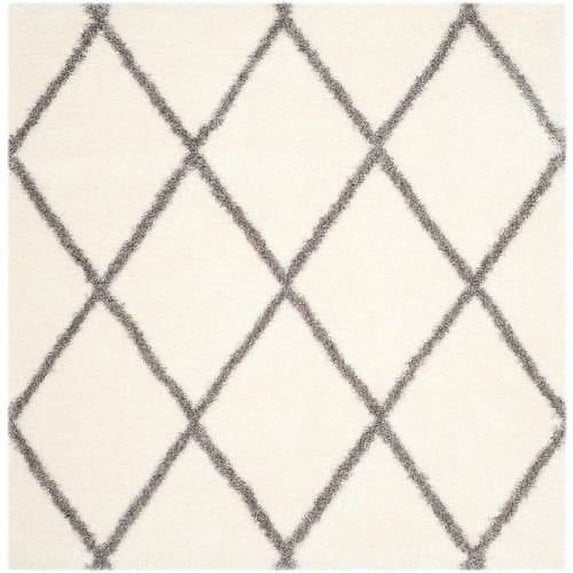 SAFAVIEH Montreal Vesela Geometric Diamonds Shag Area Rug, Ivory/Grey, 3' x 5'