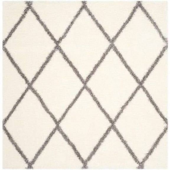 SAFAVIEH Montreal Vesela Geometric Diamonds Shag Area Rug, Ivory/Grey, 4' x 6'