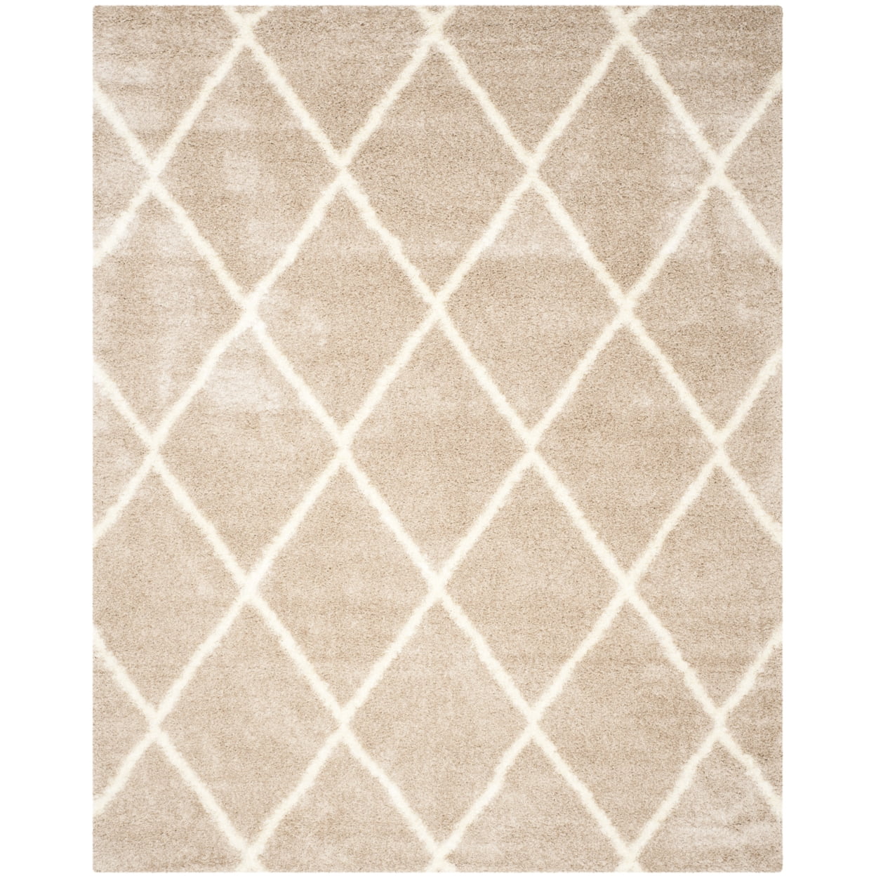 Ivory Shimmering Waves 8' x 10' Synthetic Shag Area Rug