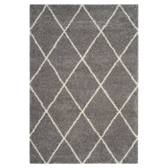 SAFAVIEH Montreal Vesela Geometric Diamonds Shag Runner Rug, Grey/Ivory, 2'3" x 5'