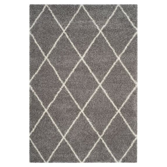 SAFAVIEH Montreal Vesela Geometric Diamonds Shag Runner Rug, Grey/Ivory, 2'3" x 9'