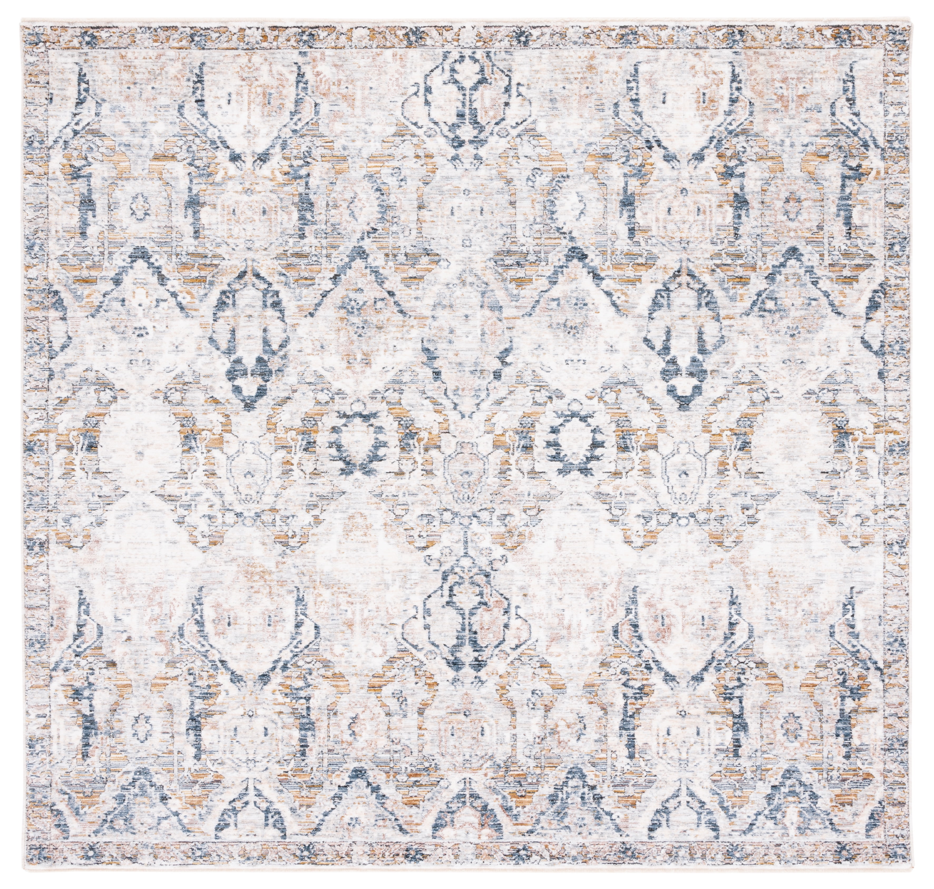 Moondust Gray and Blue Oriental Square Area Rug