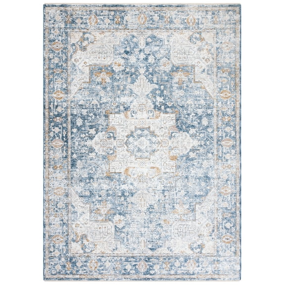 SAFAVIEH Moondust Dani Oriental Polyester Area Rug, Ivory/Blue, 5'3" x 7'7"