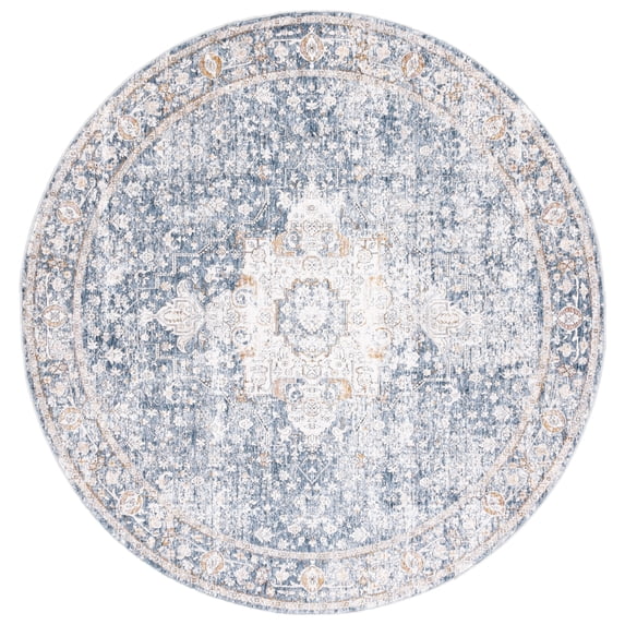 SAFAVIEH Moondust Dani Oriental Polyester Area Rug, Ivory/Blue, 6' x 6' Round