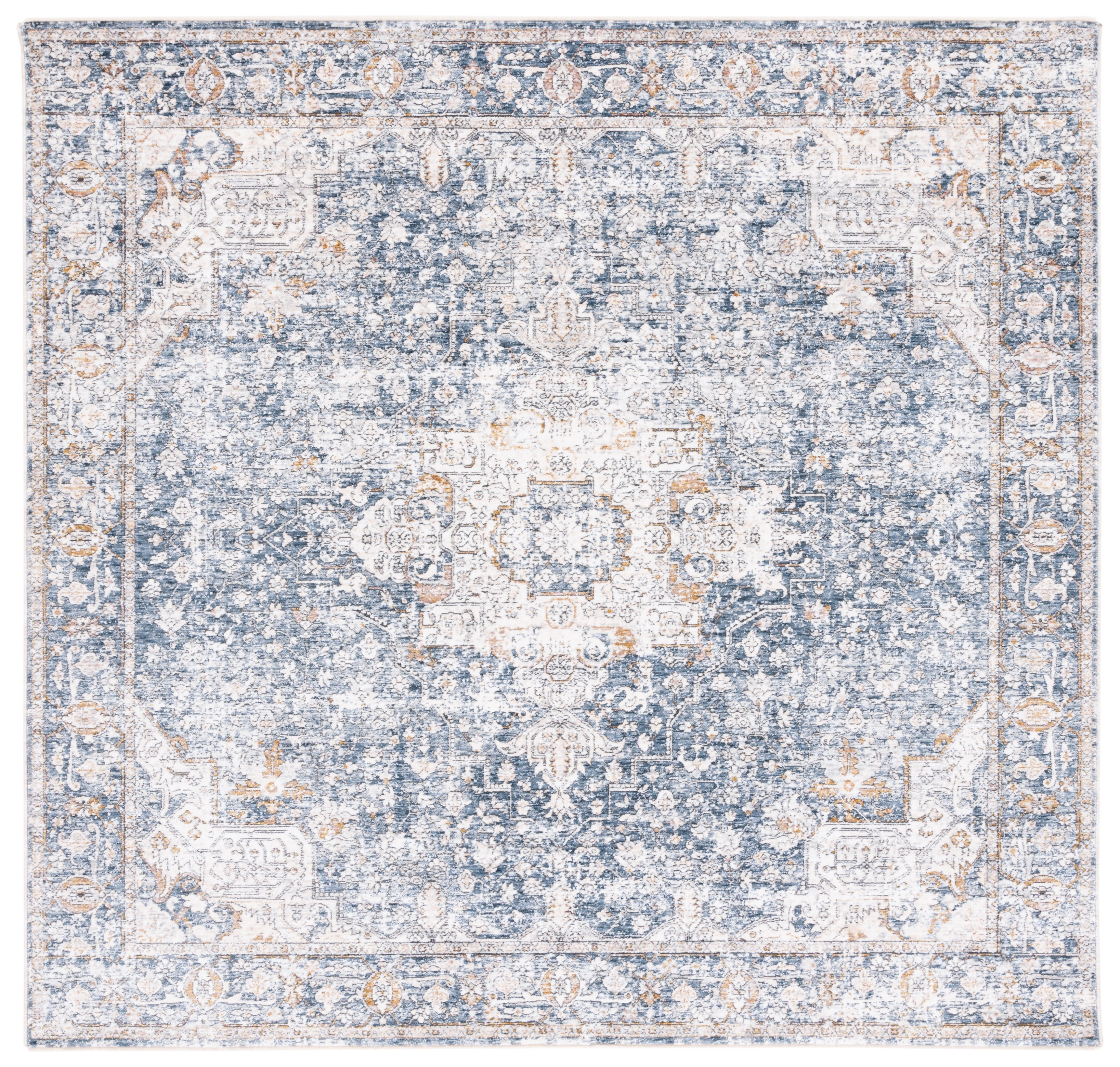 Ivory Elegance 6' Square Hand-Knotted Oriental Rug