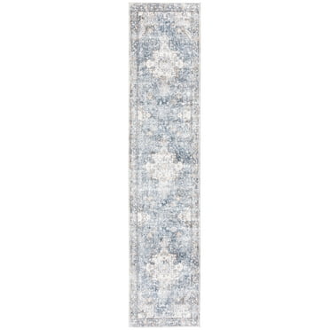 SAFAVIEH Moondust Dani Oriental Polyester Runner Rug, Ivory/Blue, 2' x 9'