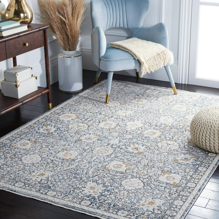 SAFAVIEH Moondust Daragh Floral Polyester Area Rug, Ivory/Grey, 8