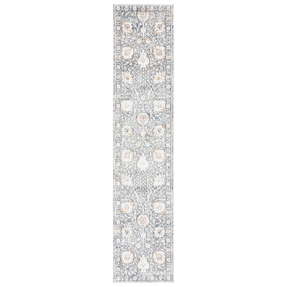 SAFAVIEH Moondust Daragh Floral Polyester Runner Rug, Ivory/Grey, 2' x 9'